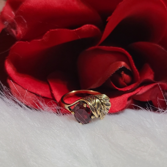 Vintage Rhodolite Two-tone 1ct Oval Cut Size 6.5 Technibond Ring - Picture 2 of 7